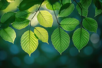 Wall Mural - Vibrant Green Leaves: A Serene Glimpse into the Heart of the Forest