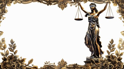 Wall Mural - Elegant Frame Border Background Featuring Lady Justice Statue for Legal and Judicial Concepts