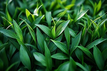 Wall Mural - Lush green leaves create a vibrant, natural backdrop.