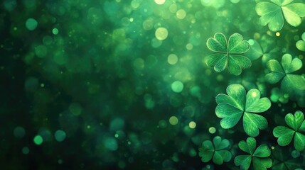 Light backdrop featuring three leaved shamrocks symbolizing luck and the holiday spirit associated with clovers