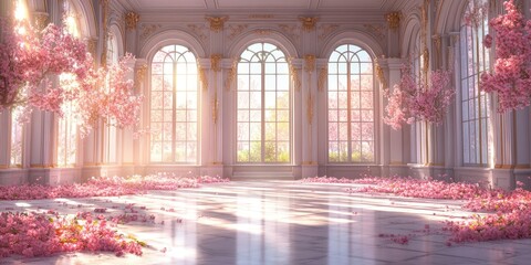 Canvas Print - Elegant Ballroom with Light and Floral Decorations