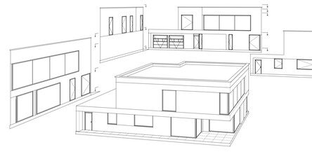 Wall Mural - house architectural project sketch 3d illustration	
