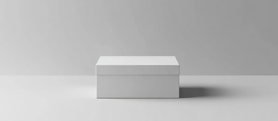 Wall Mural - minimalist 3d rendering of an empty white box on a solid gray backdrop