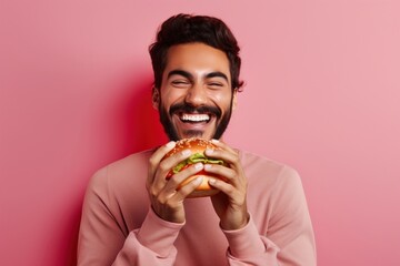 Canvas Print - Burger biting eating burger.