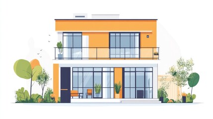 Real estate property illustration concept featuring a flat design on a white background