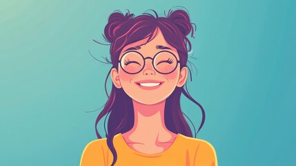 Colorful cartoon depiction of a cheerful girl in a flat design style