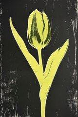 Sticker - Silkscreen of a tulip nature flower yellow.