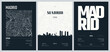 © max_776 - Set of travel posters with Madrid, detailed urban street plan city map, Silhouette city skyline, vector artwork, set 2