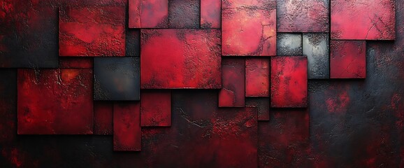 Wall Mural - Red and black abstract geometric pattern.