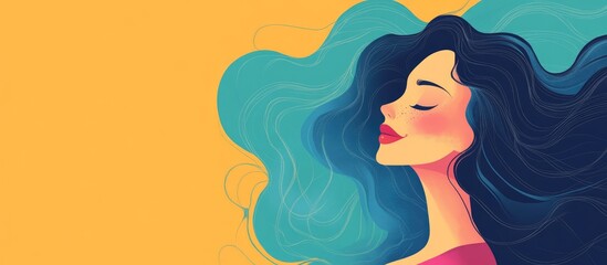 Wall Mural - Flat color style illustration of a woman in a cartoon design