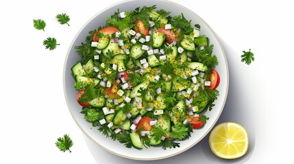 Fresh Cucumber, Tomato, and Feta Salad with Parsley