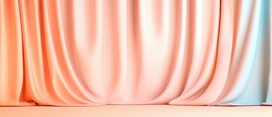 Wall Mural - soft draping fabric in pastel shades, a serene blend of pink and blue hues, suggests an elegant back