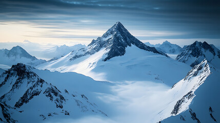 Sticker - snow covered mountains in winter