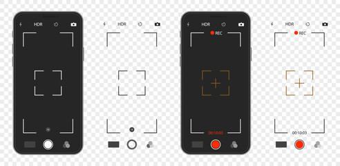 Set of smartphone screen with phone photo and video