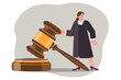 © Valery - Woman judge makes fair decision for defendant who has broken law, standing near large gavel