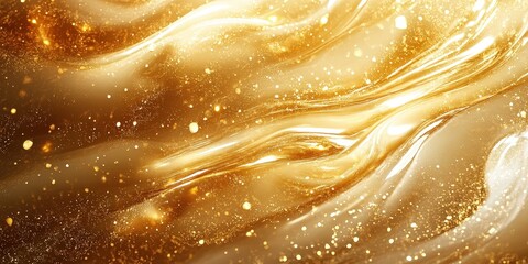 Wall Mural - Abstract Golden Flow with Sparkling Elements