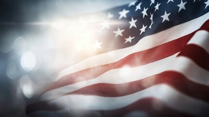 A blurred American flag for Memorial Day, 4th of July, and Labour Day, enhanced by a soft lens flare effect.