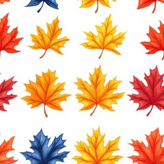 Wall Mural - colorful autumn leaves pattern, white isolated background.