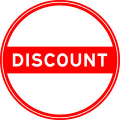 Sticker - Red color round seal sticker in word discount on white background