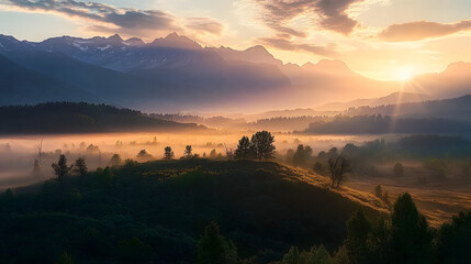 Wall Mural - sunrise in the mountains