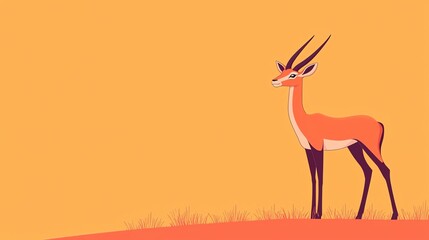 Graceful cartoon gazelle flat design top view desert theme animation triadic color scheme