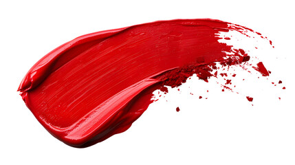 Wall Mural - thick, red color stroke, with round edges and straight line, drawn using a lipstick, glossy, on an w