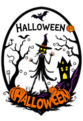 Wall Mural - A playful and festive Halloween-themed sticker illustration