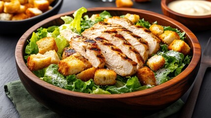 Wall Mural - Grilled Chicken Salad with Croutons and Dressing