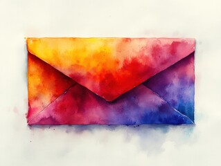 Wall Mural - Colorful watercolor envelope illustration on white background.