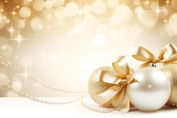 gold and white christmas mockup background with gold ribbon product photography with presents, chris
