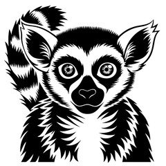 Wall Mural - black silhouette tattoo design of a raccoon 