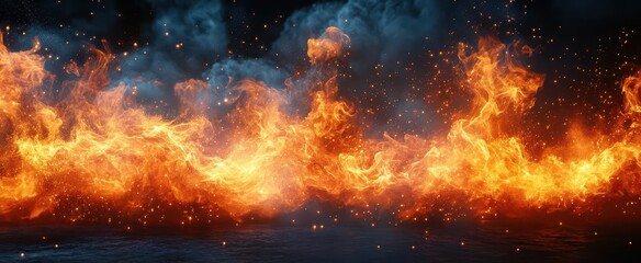 Wall Mural - dynamic fire elements isolated on white realistic flames and embers in various sizes and intensities perfect for digital compositing