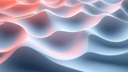 Wall Mural - Abstract 3D Wavy Background, Blue and Pink Gradient, Smooth Curves