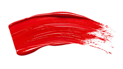 Wall Mural - thick, red color stroke, with round edges and straight line, drawn using a lipstick, glossy, on an w