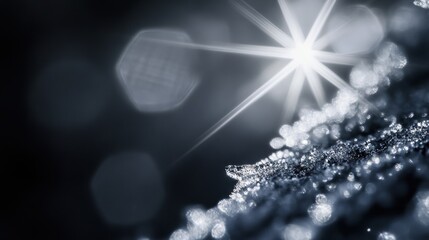 Poster - Close-Up of Sparkling Water Droplets on Dark Surface