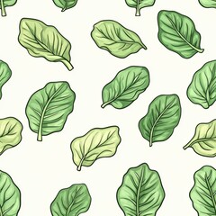 Wall Mural - Green leaves pattern on a light background, perfect for designs and textures.