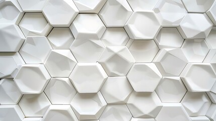 Abstract 3d rendering of white hexagons background