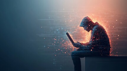 Futuristic programmer working on a holographic website interface, website development, advanced tech in web design