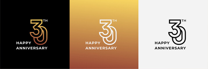 Logo 30th, 30 years anniversary, Creative design template for celebration, birthday, greeting and invitation. Editable file