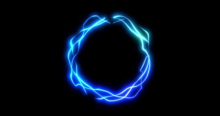 Wall Mural - background, futuristic movement of blue ring energy matrix digital on black backgorund, technology a