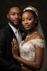 Canvas Print - African couple portrait wedding bride.