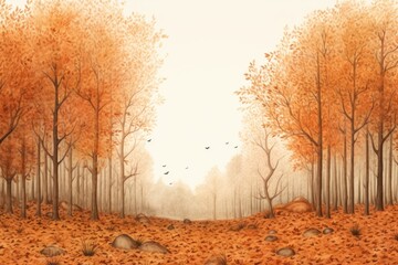 Poster - Autumn forest landscape outdoors nature.