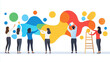 © Orawee - Group of businesspeople creating a colorful mural on a wall during a brainstorming session, team collaboration, creative environment