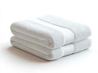 Two folded white towels on white isolate background.