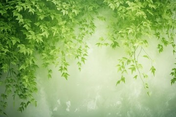 Wall Mural - A green wall with green leaves and shadows nature outdoors foliage.