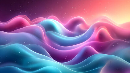 Wall Mural - Abstract Wavy Lines with Colorful Gradient and Stars