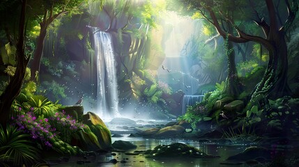 Canvas Print - Home_screen_wallpaper_Art_Lovepik_River_Forest