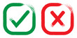 © medelwardi - Green checkmark icon and red cross mark symbol brush stroke style