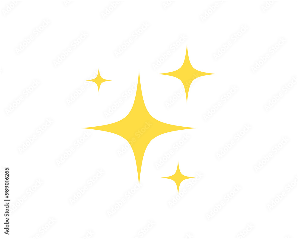 Sparkling star icons set. Set of yellow sparkle star icons. Rating star ...