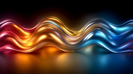 Wall Mural - Abstract Metallic Waves with Gold and Blue Hues